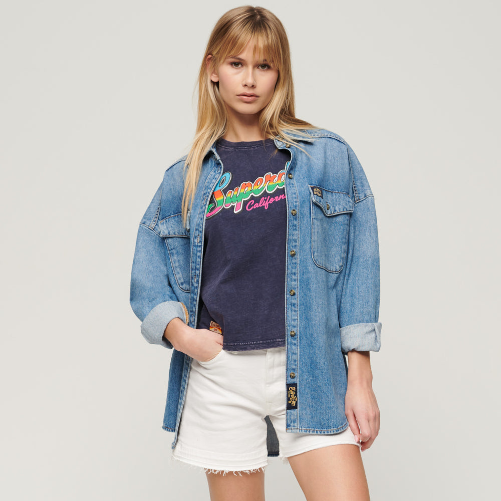 Cali Sticker Fitted Tee Camisetas Mujer Lifestyle Superdry