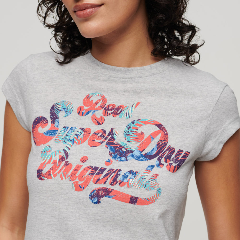 Floral Scripted Cap Slv Tee Camisetas Mujer Lifestyle Superdry