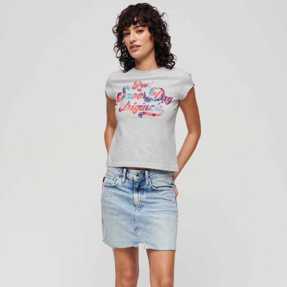 Floral Scripted Cap Slv Tee Camisetas Mujer Lifestyle Superdry