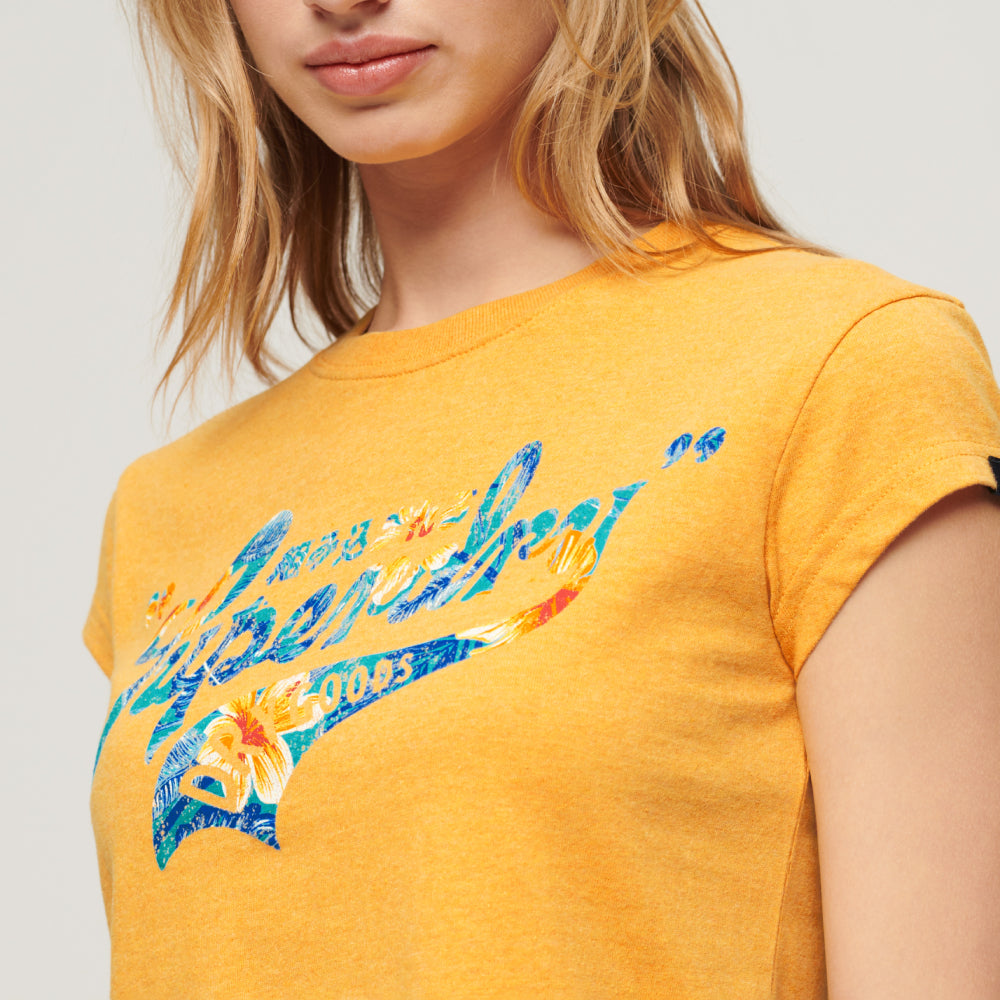 Floral Scripted Cap Slv Tee Camisetas Mujer Lifestyle Superdry