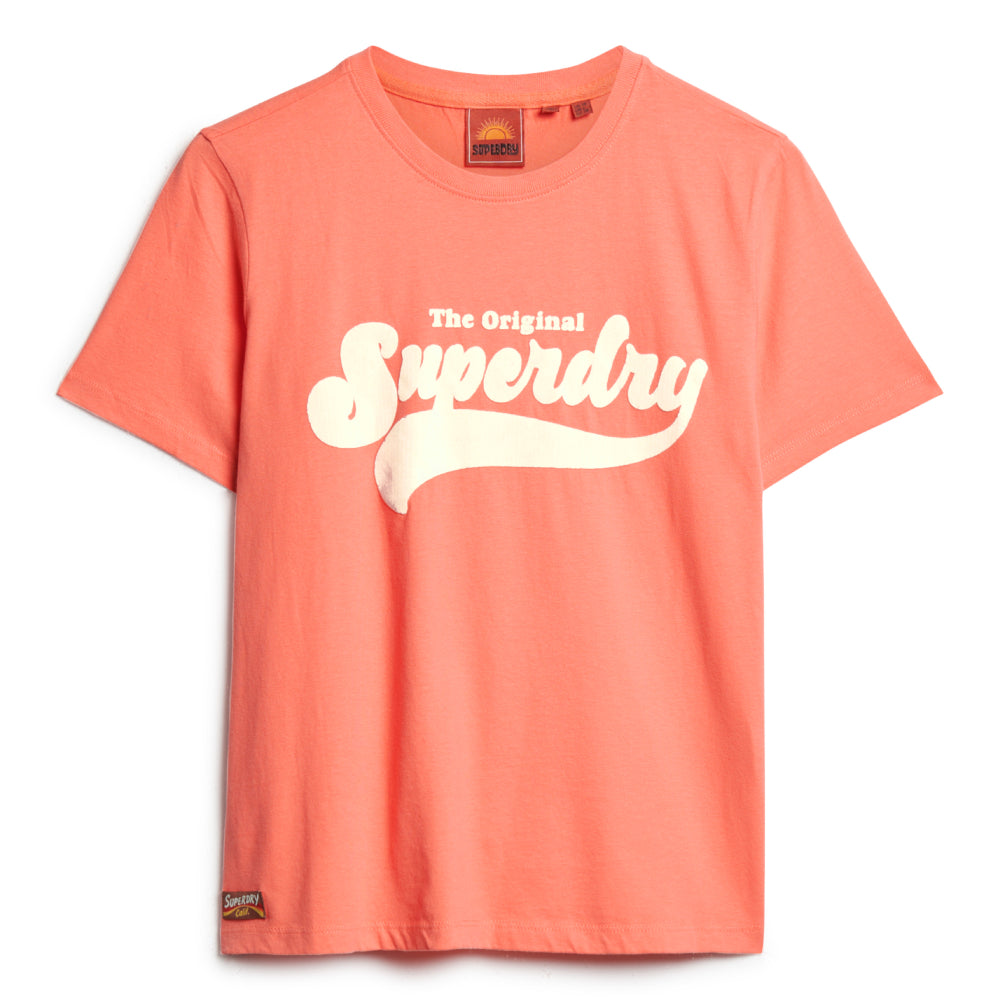 Retro Flock Relaxed T Shirt Camisetas Mujer Lifestyle Superdry