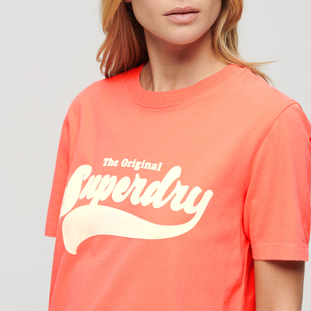 Retro Flock Relaxed T Shirt Camisetas Mujer Lifestyle Superdry