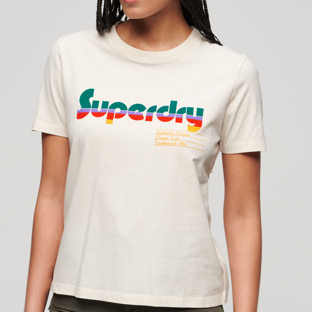 Retro Flock Relaxed T Shirt Camisetas Mujer Lifestyle Superdry