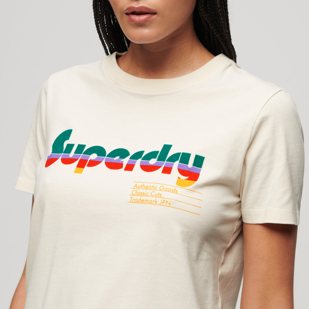 Retro Flock Relaxed T Shirt Camisetas Mujer Lifestyle Superdry